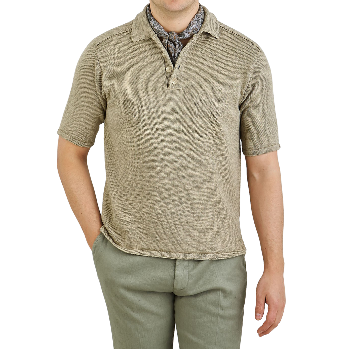 Inis Meáin Dark Natural Heavy Linen Polo Shirt Baltzar