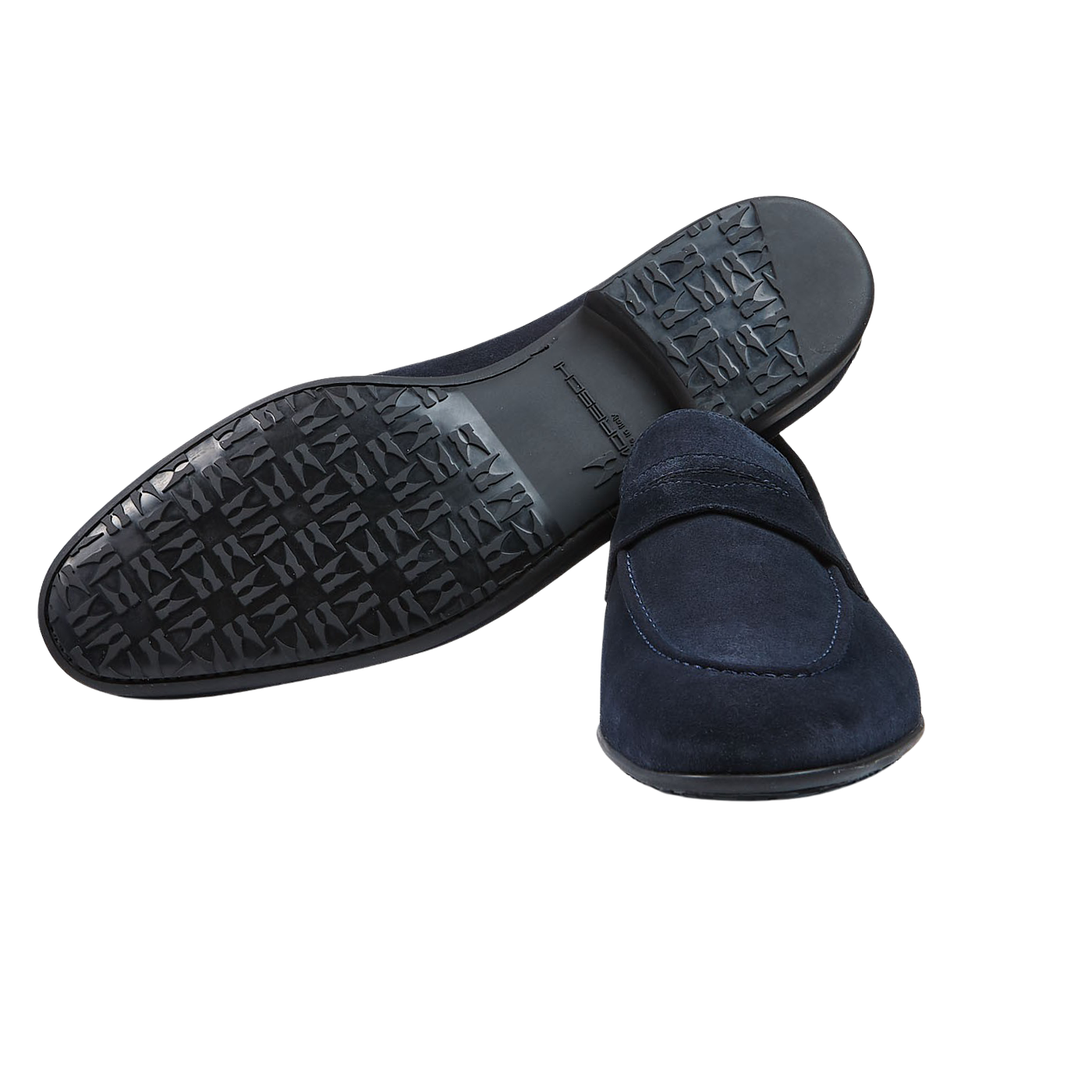 Navy Baku Calfskin Rubber Sole Loafers 