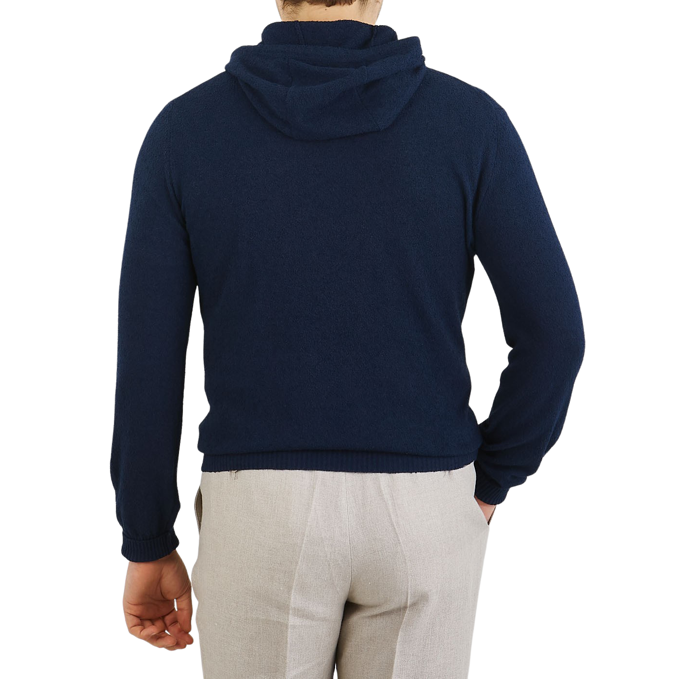 Navy Blue Cotton Towelling Hoodie 