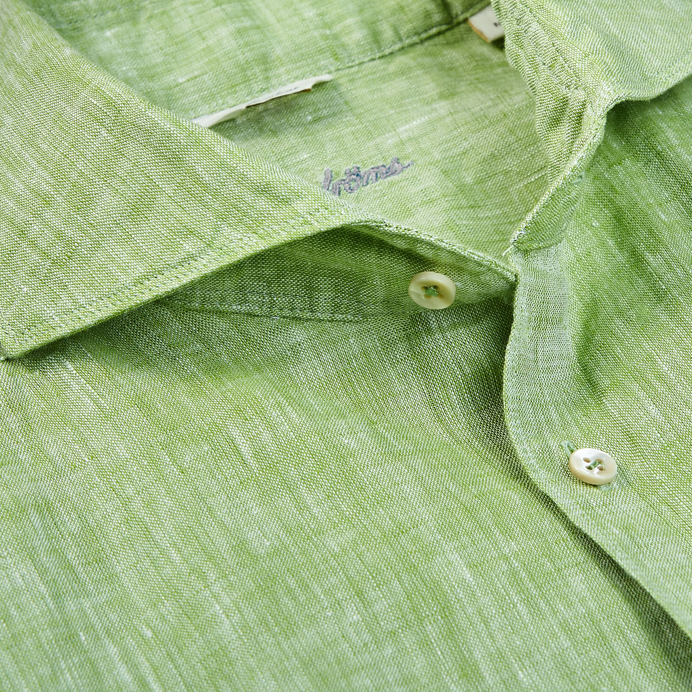 Stenströms - Bright Green Linen Cutaway Slimline Shirt | Baltzar
