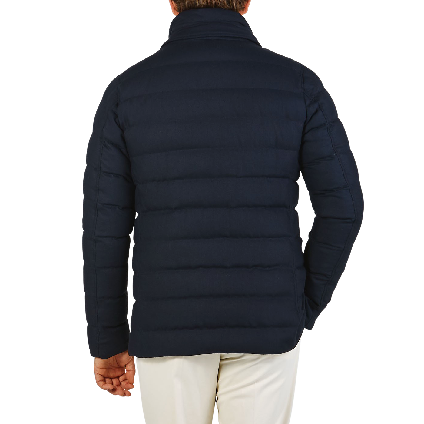 Herno - Navy Wool Norfolk Down Padded Blazer Jacket | Baltzar