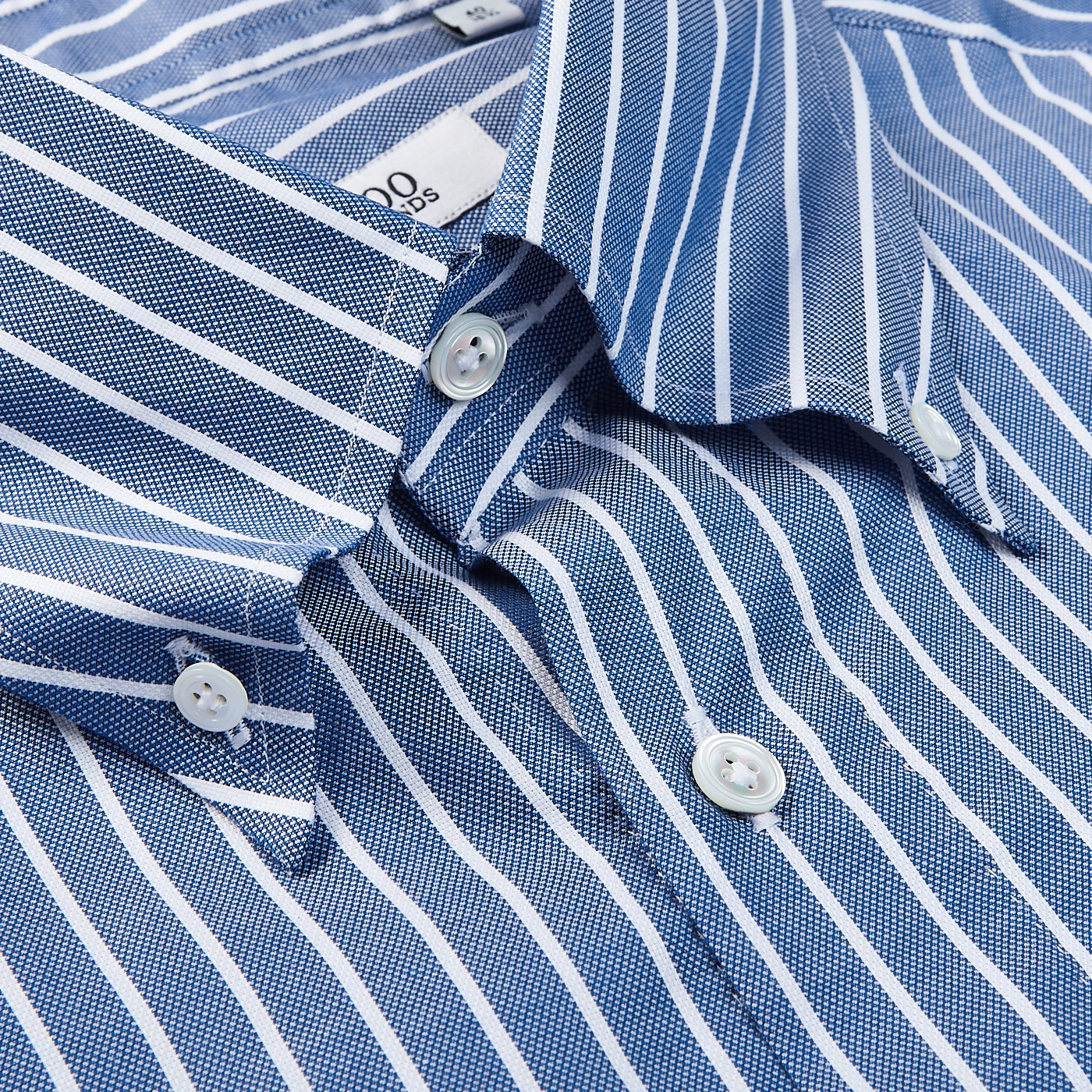 100Hands - Blue White Striped Cotton Blackline Slim Shirt | Baltzar