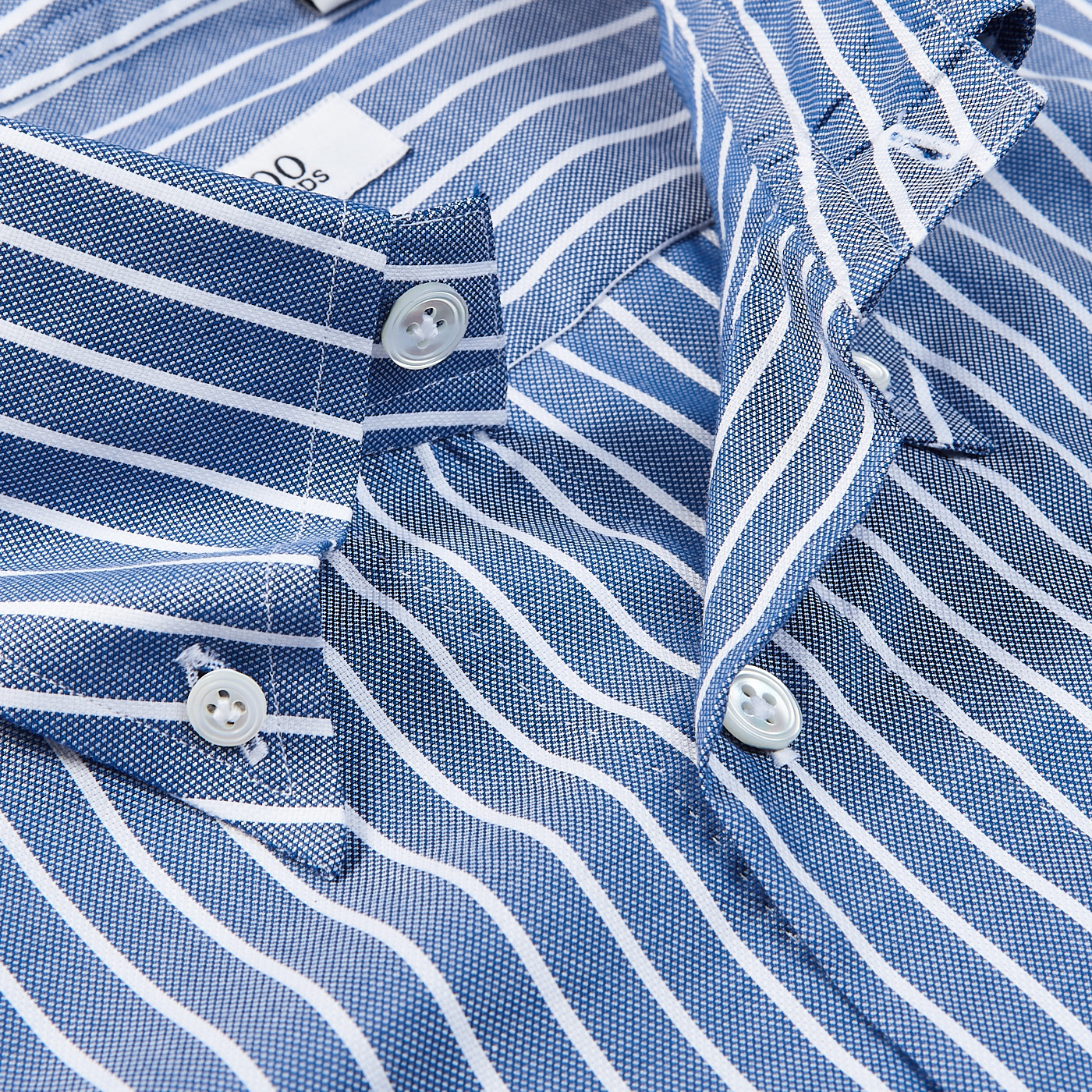 100Hands Blue White Striped Cotton Blackline Slim Shirt Open 