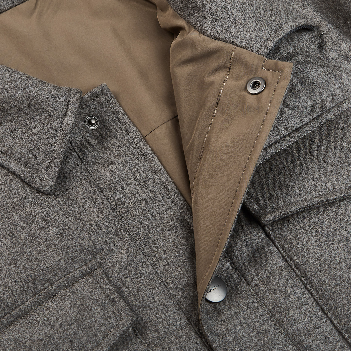 Canali - Dark Beige Wool Cashmere Reversible Chore Jacket | Baltzar