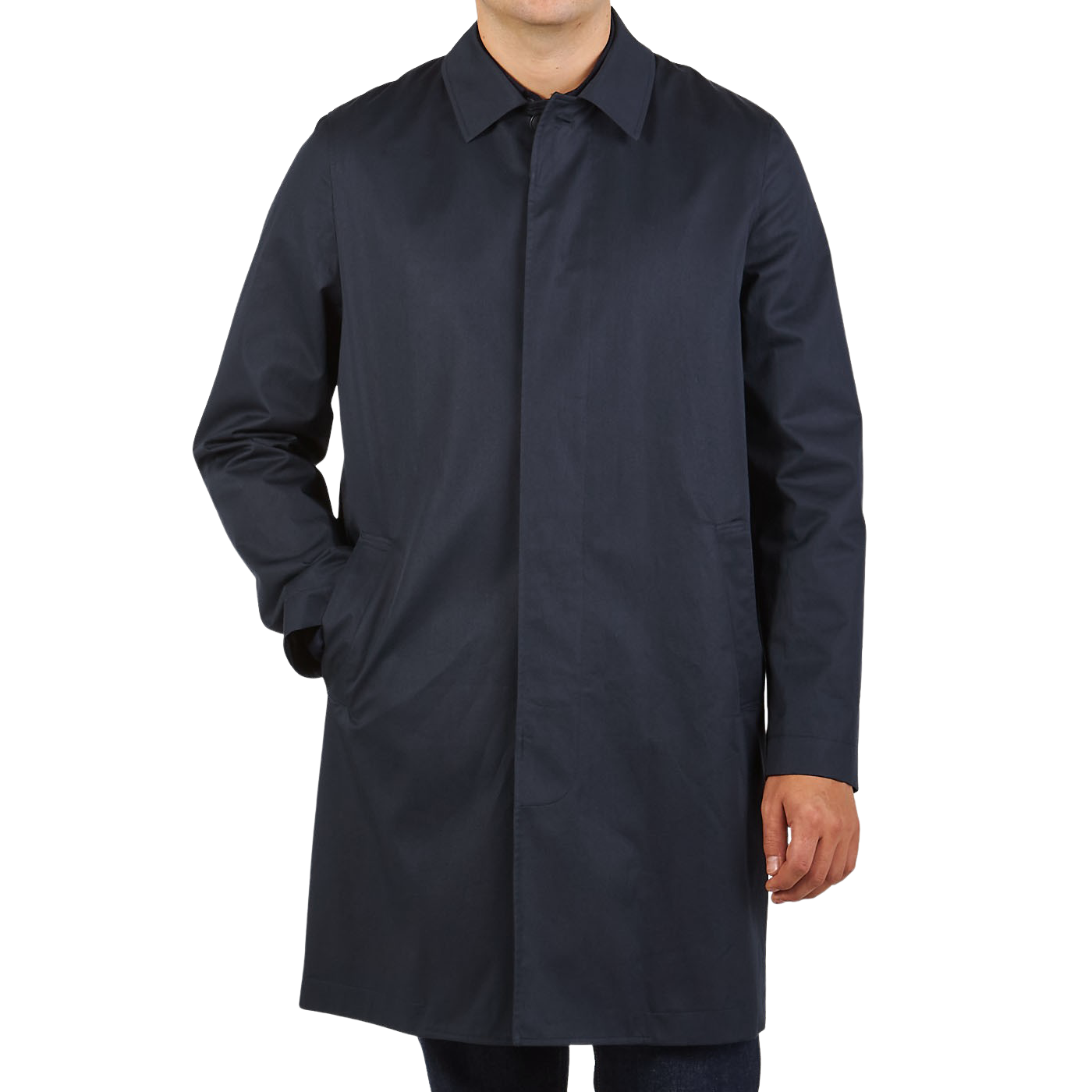 Sunspel - Navy Blue Cotton Mac Car Coat | Baltzar
