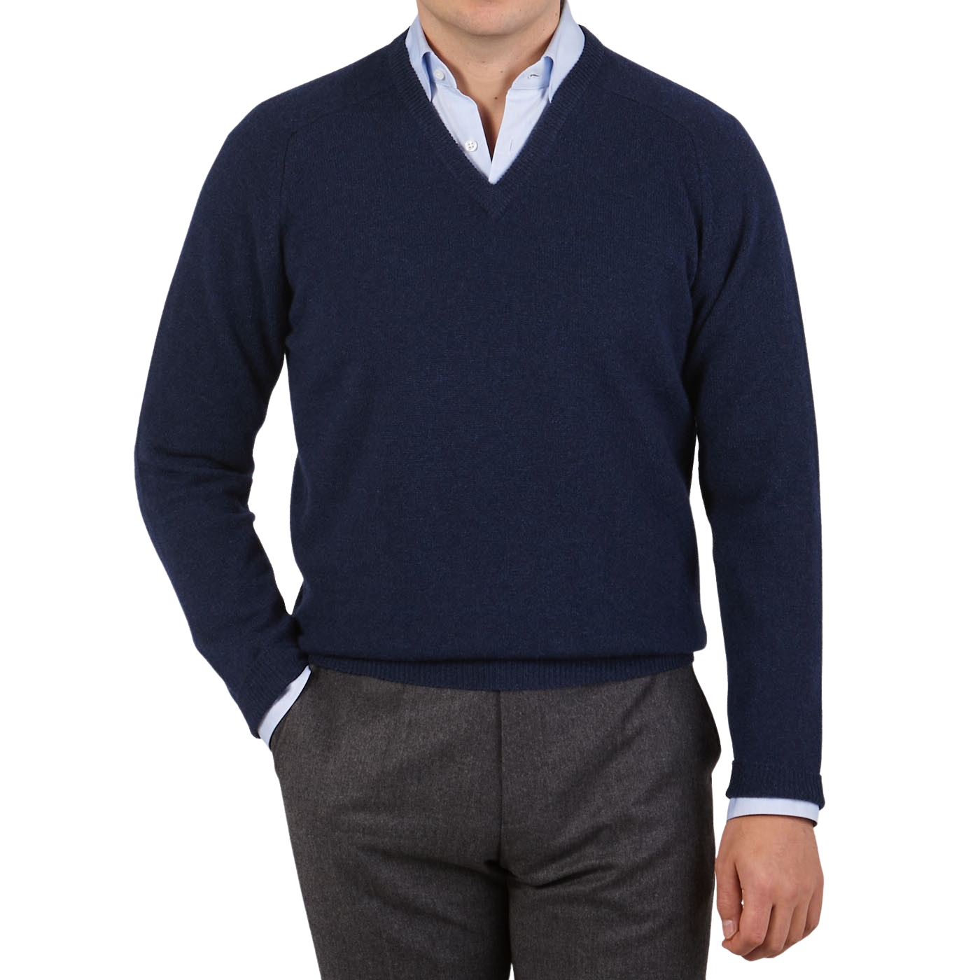 Alan Paine - Indigo Blue Lambswool V 