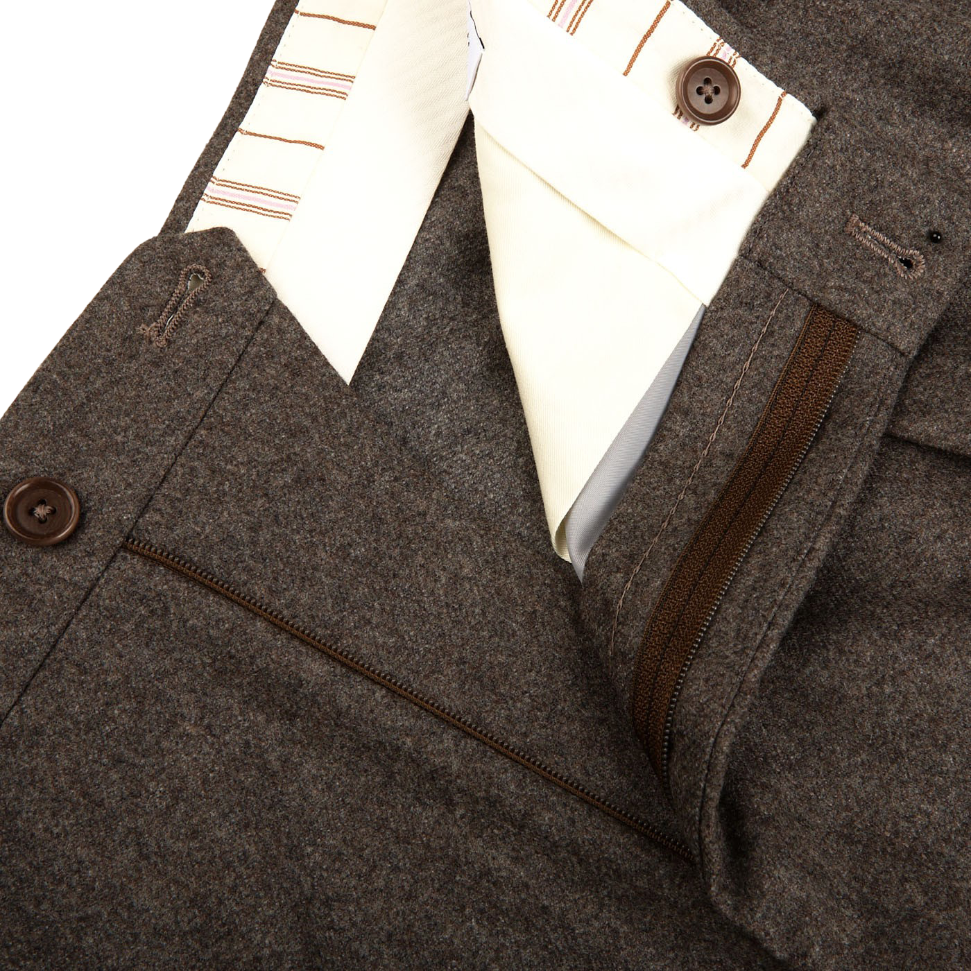 Dark Grey Single Pleat Flannel Trousers  New  Lingwood