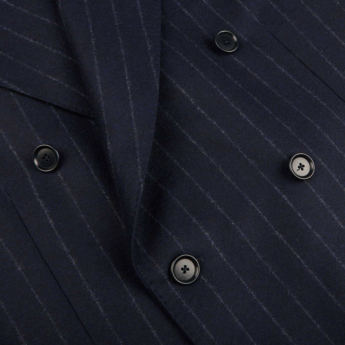 De Petrillo - Navy Blue Chalkstripe Wool Flannel DB Suit | Baltzar