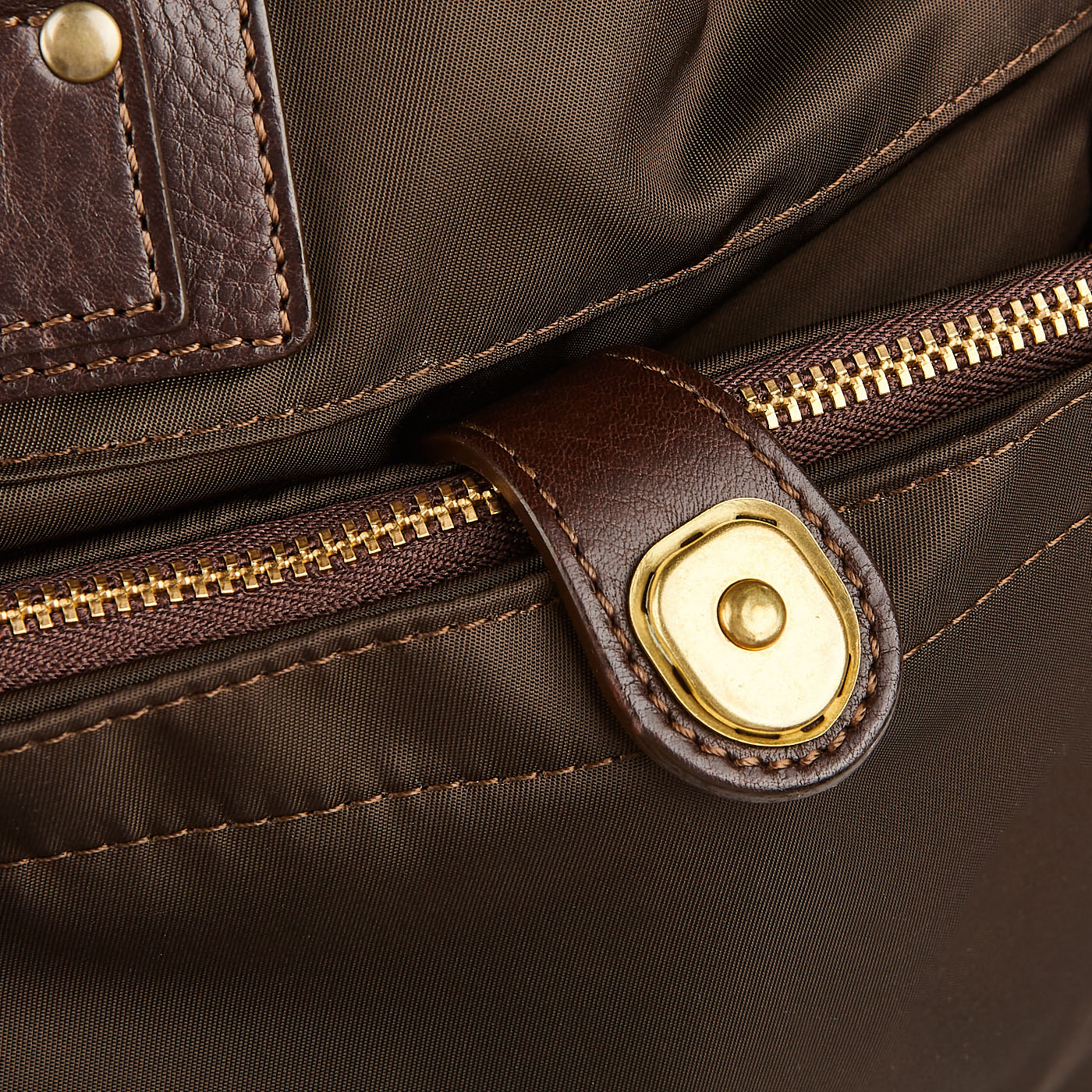 Felisi Dark Brown Nylon Leather Backpack Baltzar