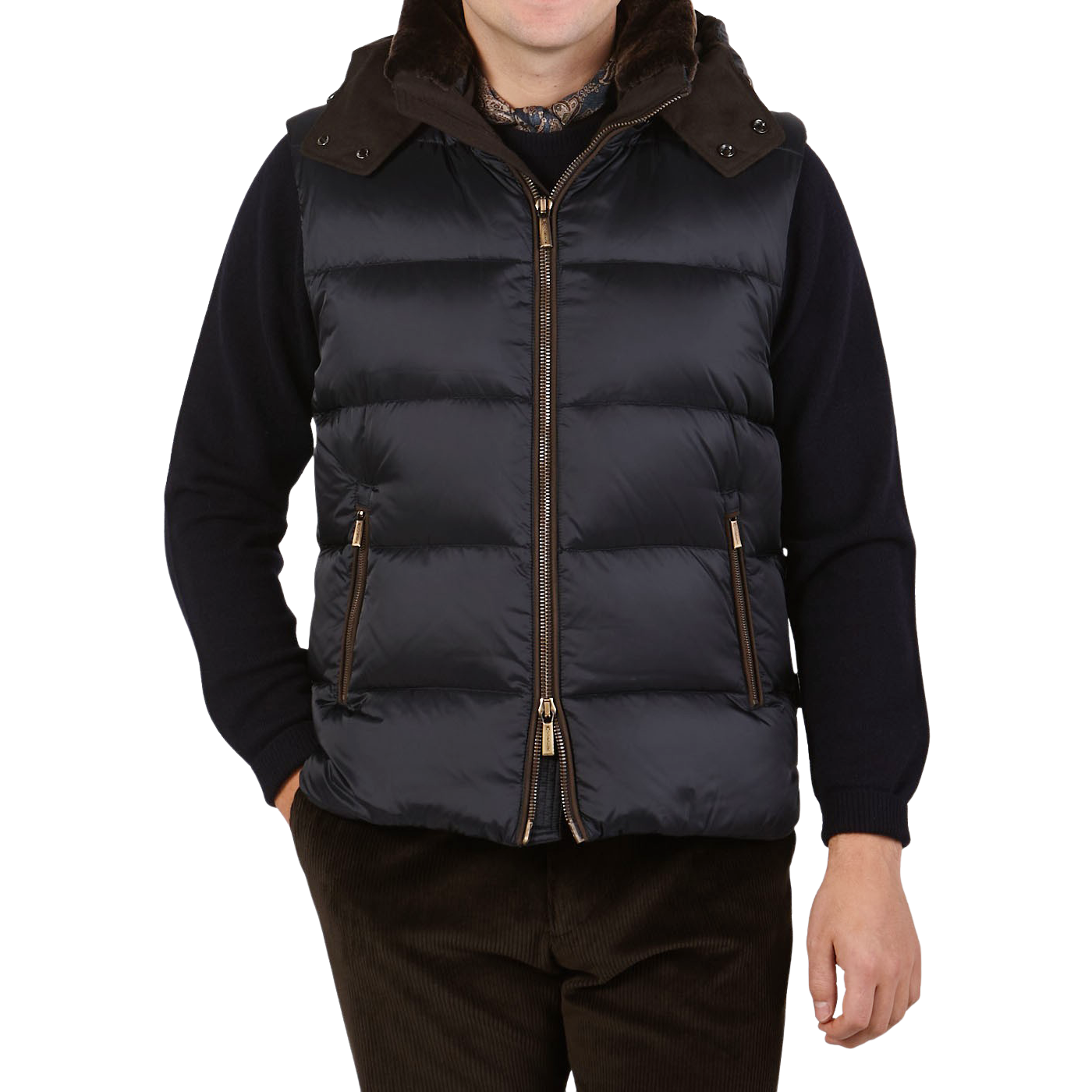 Moorer Navy Blue Nylon Down Padded Quilted Jacket Baltzar