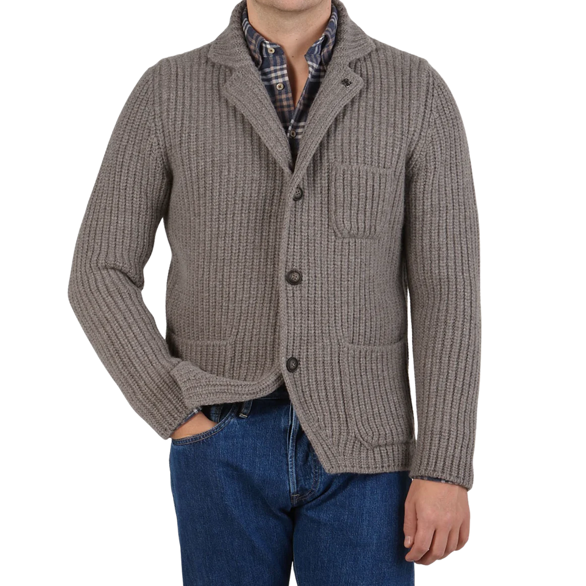 Gran Sasso - Taupe Beige Chunky Knitted Wool Cardigan | Baltzar