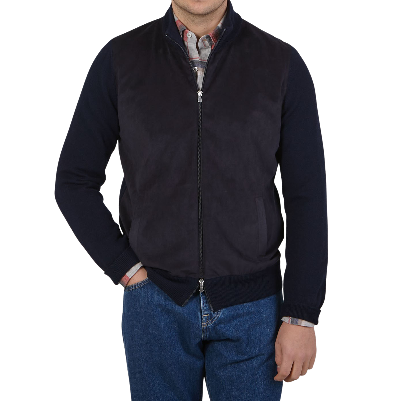 Gran Sasso - Blue Wool Cashmere Alcantara Jacket | Baltzar