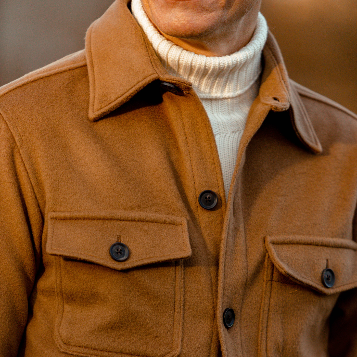 Oscar Jacobson Dark Camel Wool Cashmere Maverick Jacket Baltzar