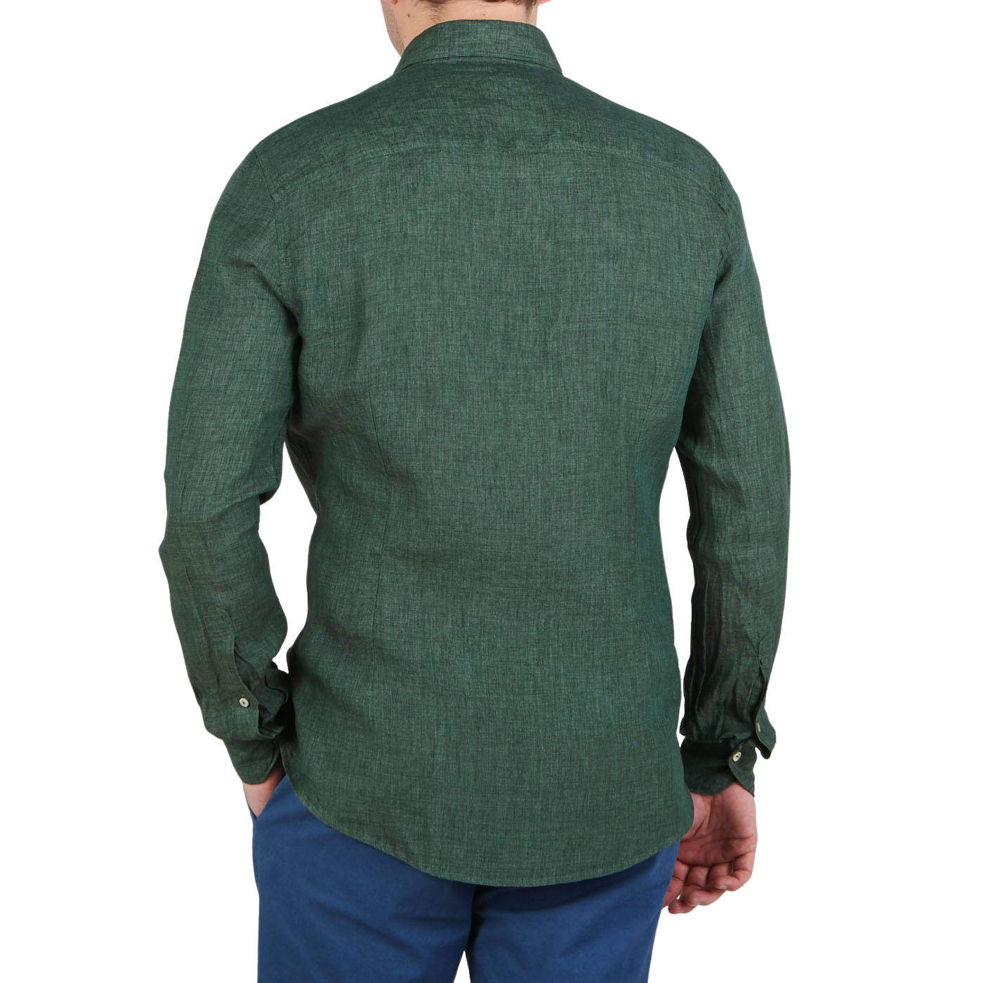 Stenströms - Green Linen Cutaway Slimline Shirt | Baltzar