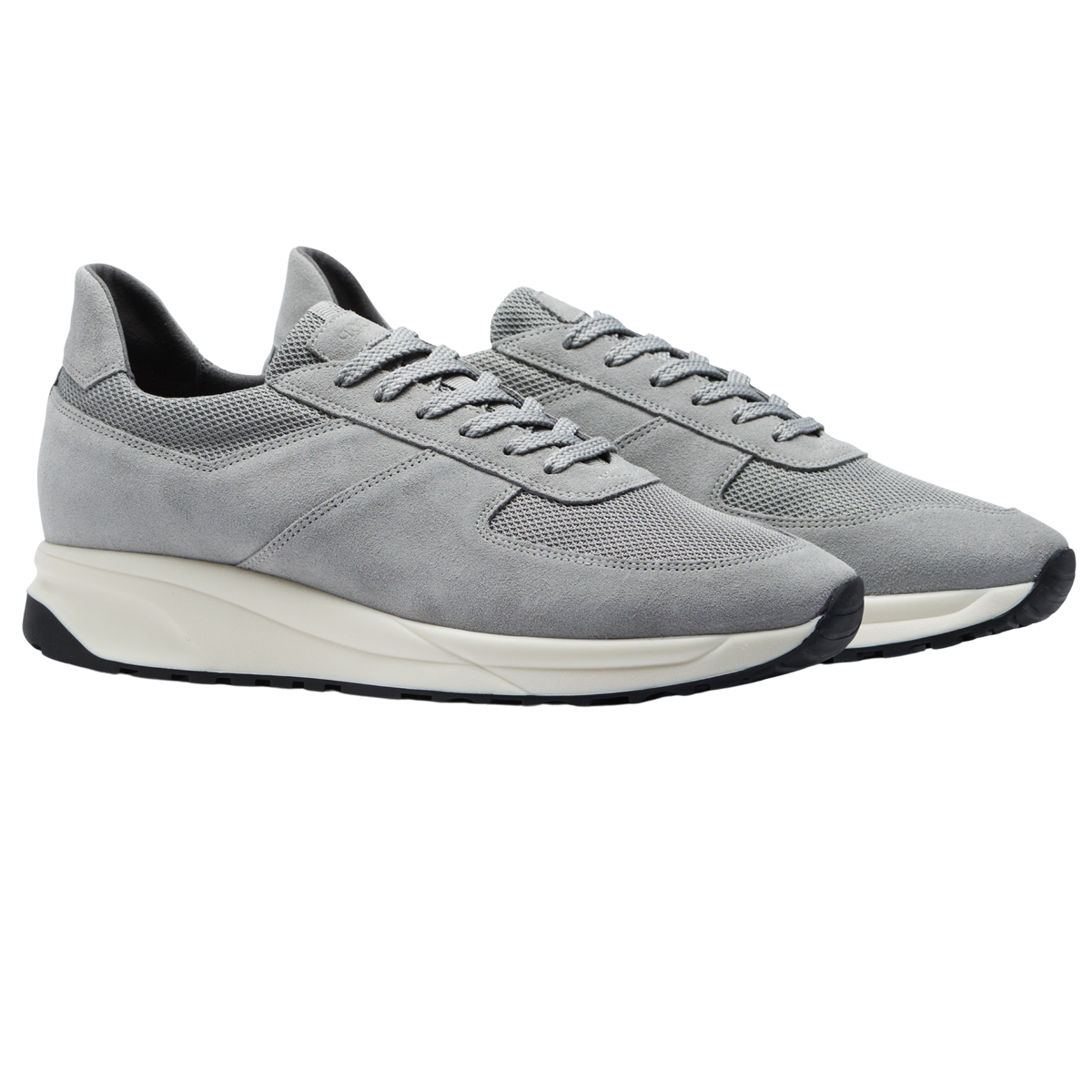 C.QP - Steel Grey Suede Leather Stride Sneakers | Baltzar
