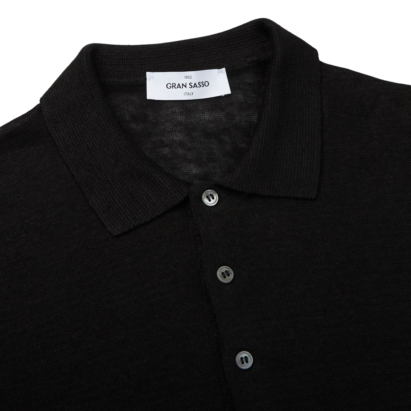 Gran Sasso - Black Melange Pure Linen Polo Shirt | Baltzar