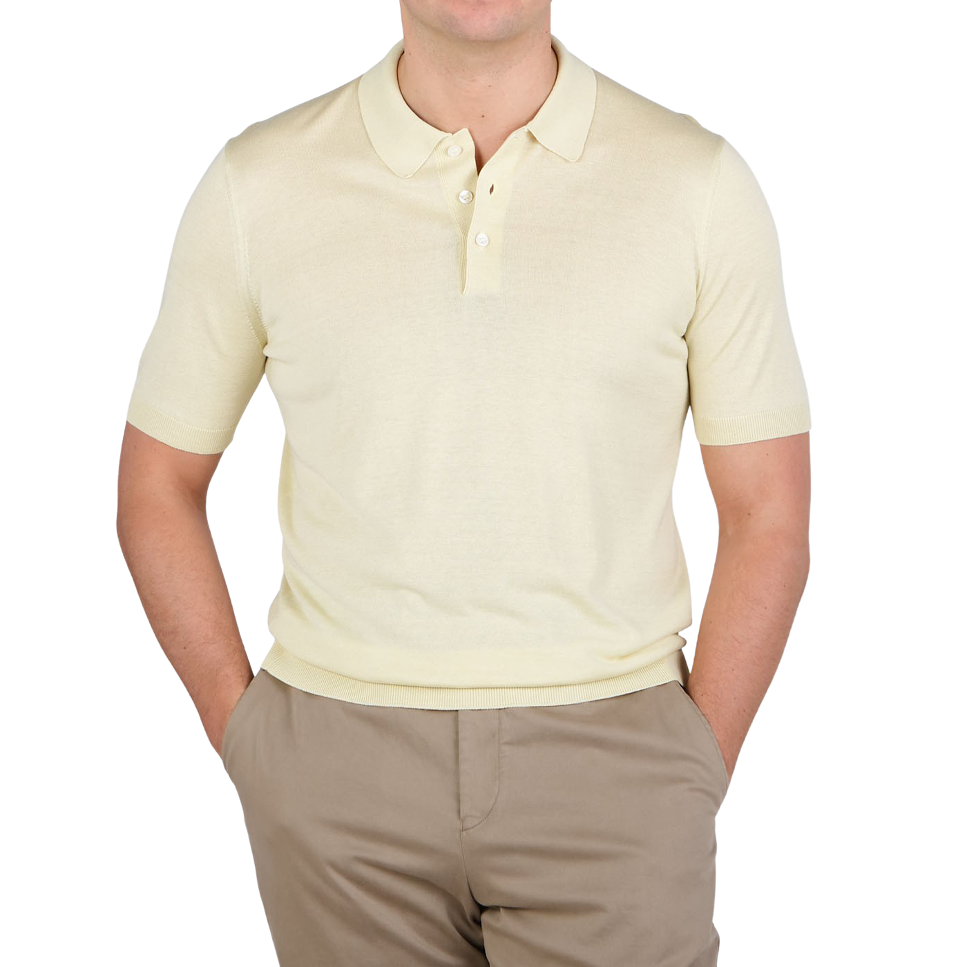 Gran Sasso - Muted Yellow Knitted Silk Polo Shirt | Baltzar