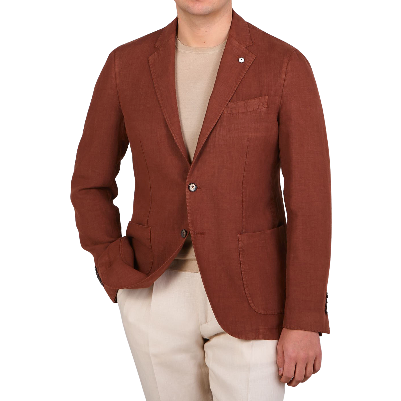 L.B.M. 1911 Burnt Orange Washed Linen Blazer Baltzar