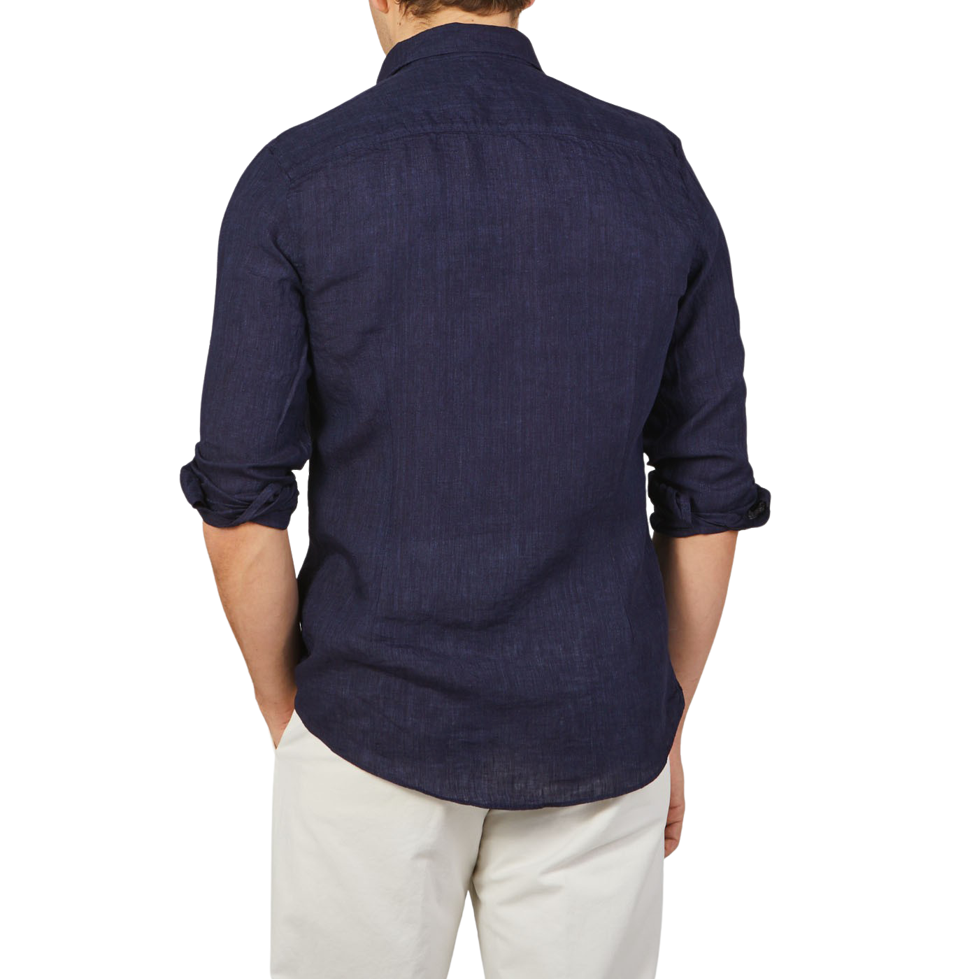 Stenströms - Dark Blue Linen Cutaway Slimline Shirt | Baltzar