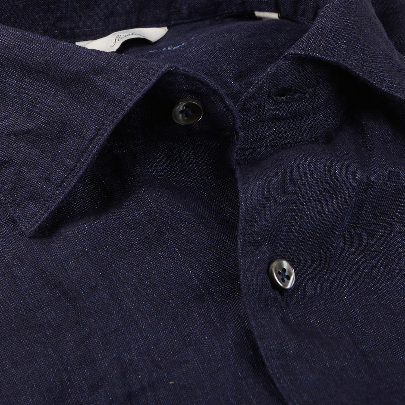 Stenströms - Dark Blue Linen Cutaway Slimline Shirt | Baltzar