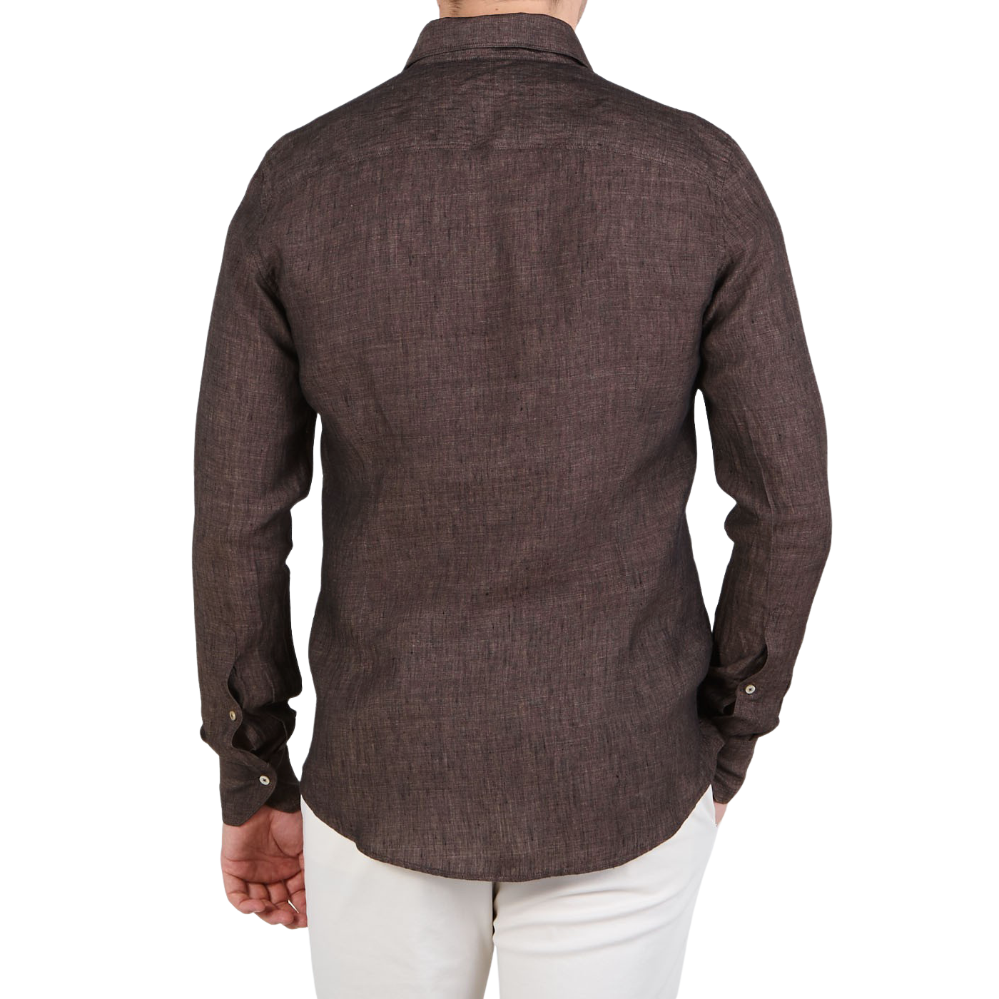 Stenströms - Dark Brown Linen Cutaway Slimline Shirt | Baltzar