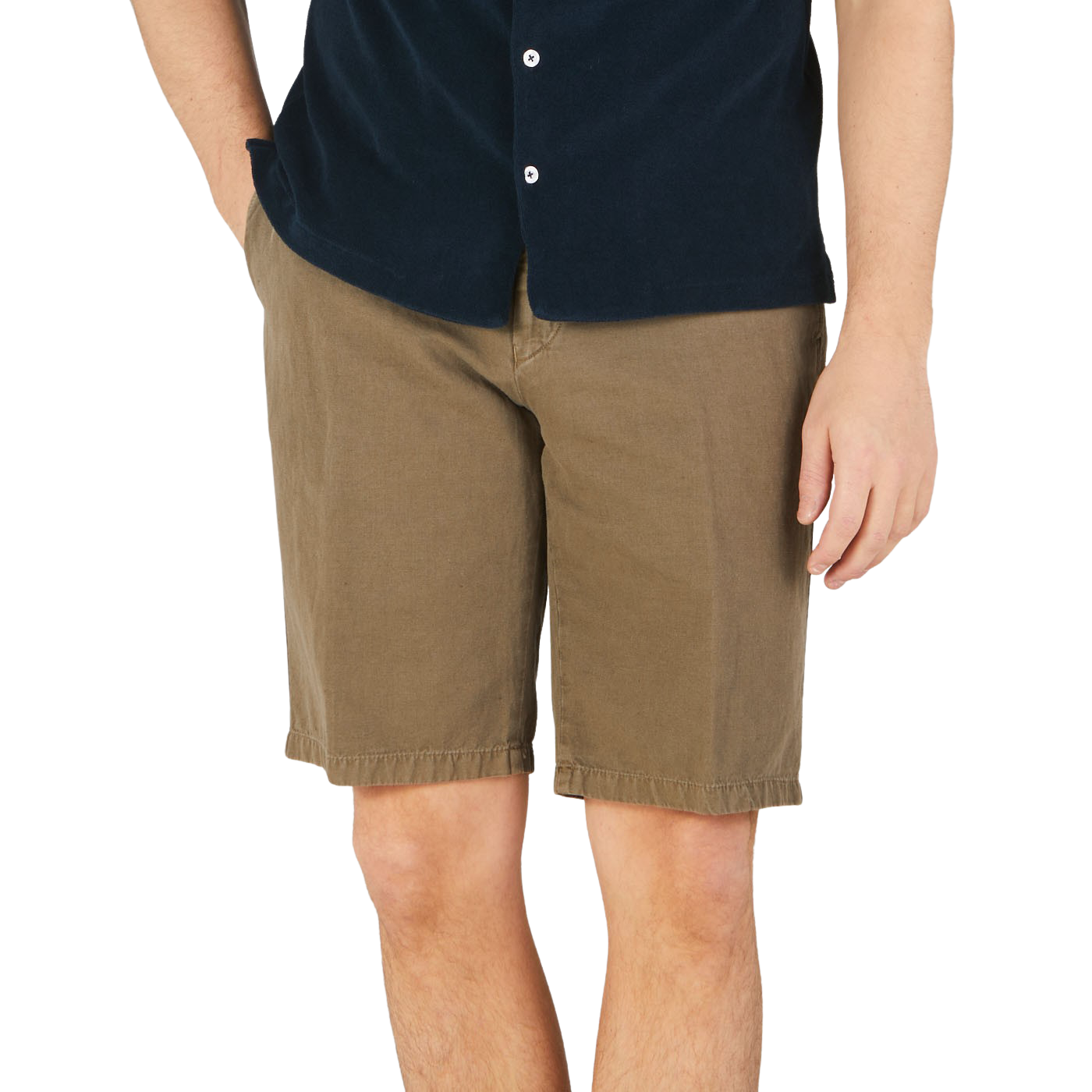 Altea Olive Cotton Linen Bermuda Shorts Baltzar