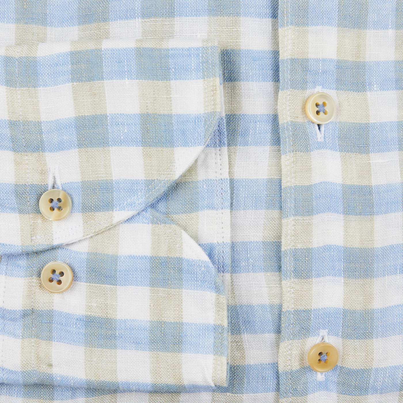 Stenströms - Blue Checked Linen Slimline Shirt | Baltzar
