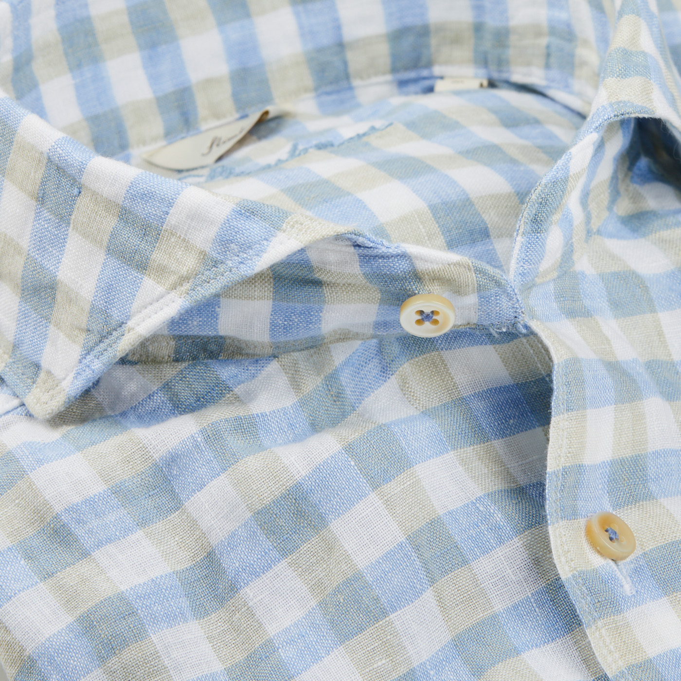 Stenströms - Blue Checked Linen Slimline Shirt | Baltzar