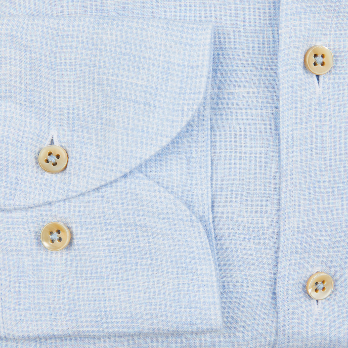 Stenströms - Blue Mico-Checked Linen Fitted Body Shirt | Baltzar