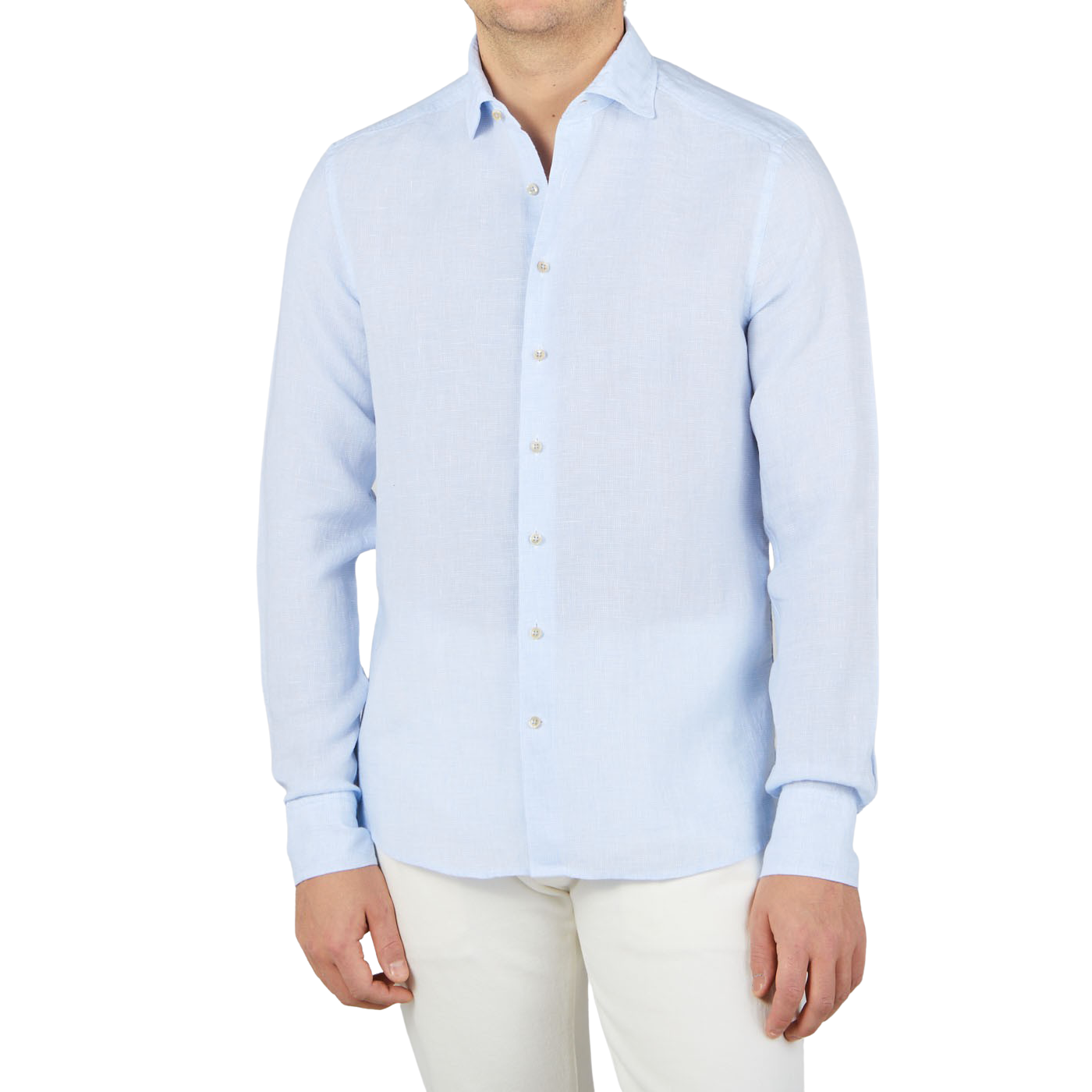 Stenströms - Blue Micro-Checked Linen Slimline Shirt | Baltzar