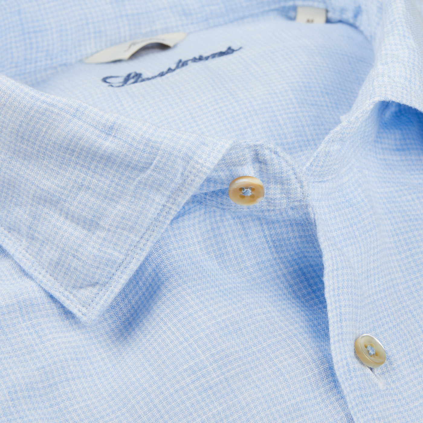 Stenströms Blue MicroChecked Linen Slimline Shirt Baltzar