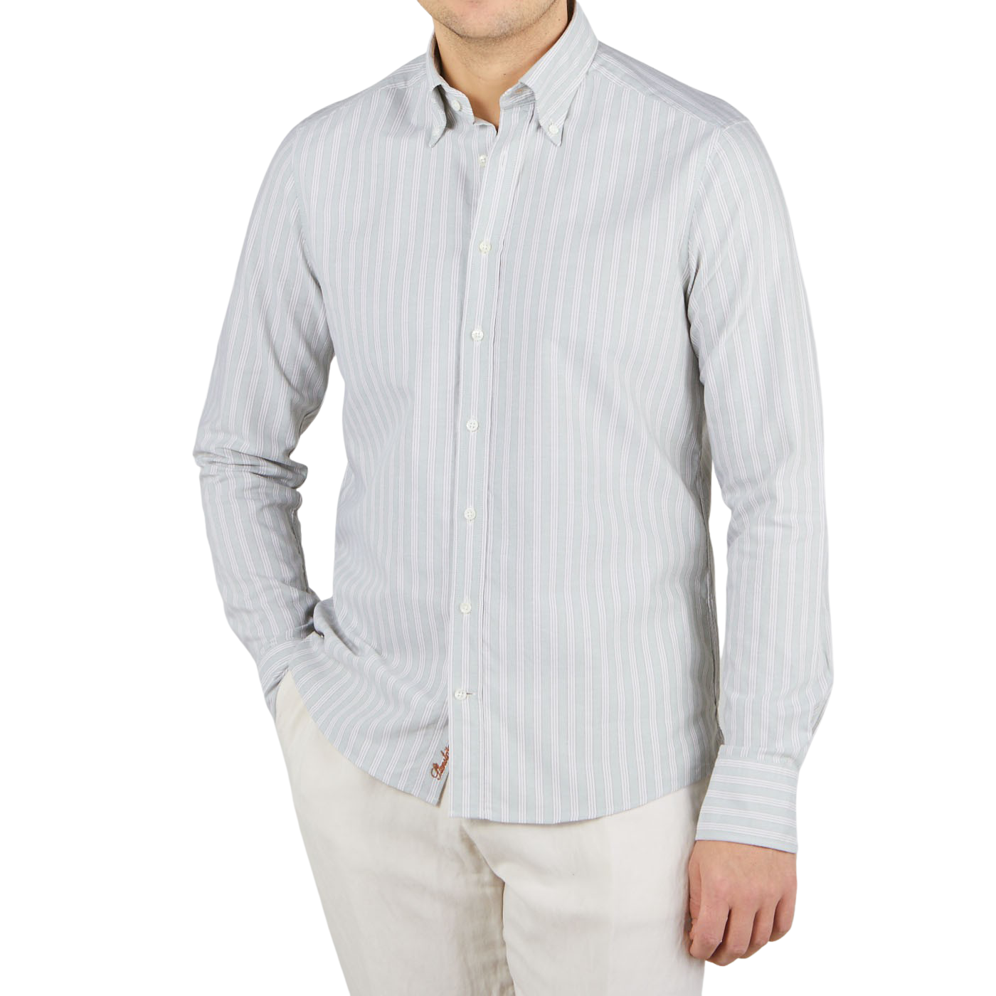 Stenströms - Green Multi-Striped Cotton Slimline Shirt | Baltzar