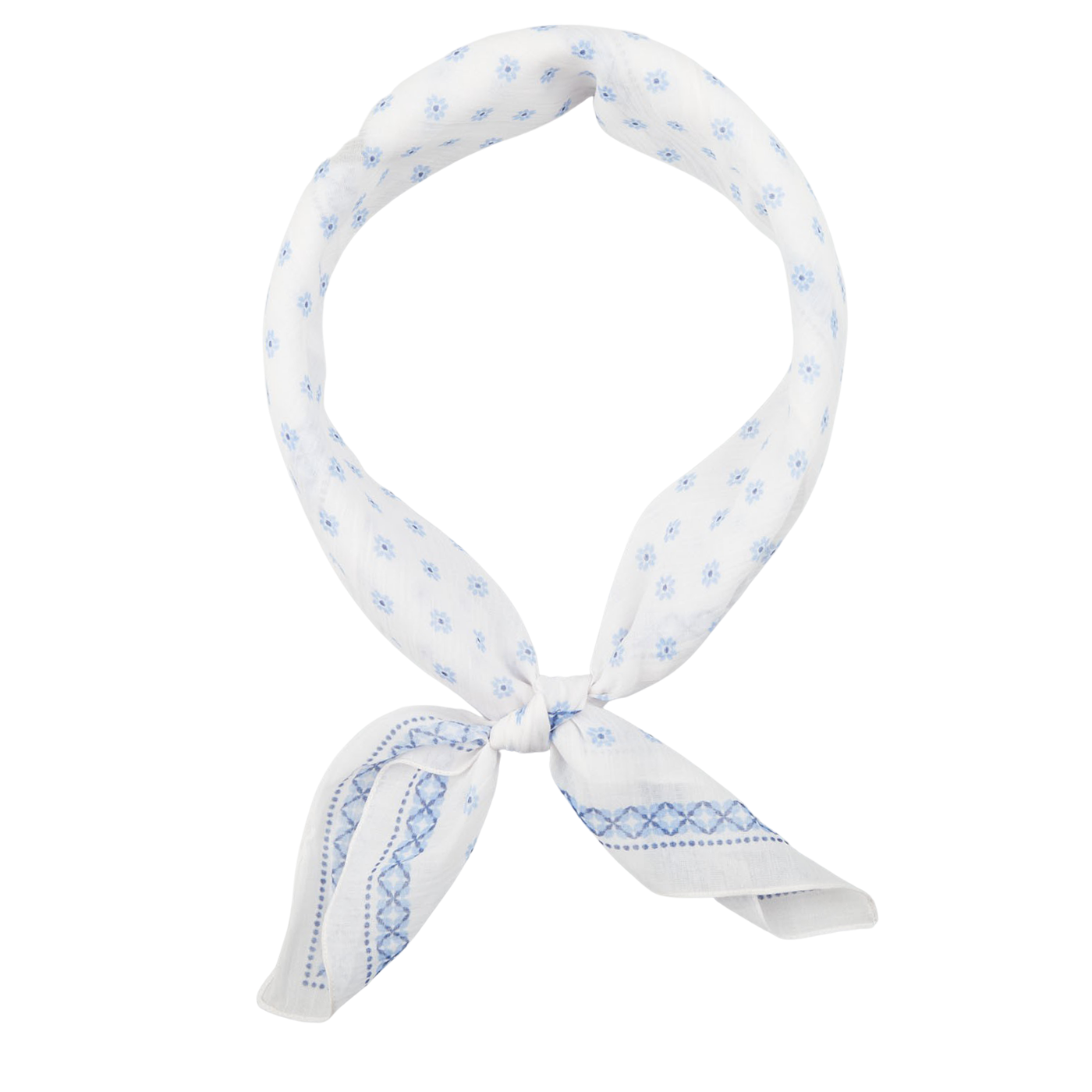 Amanda Christensen White Flower Printed Cotton Bandana Baltzar