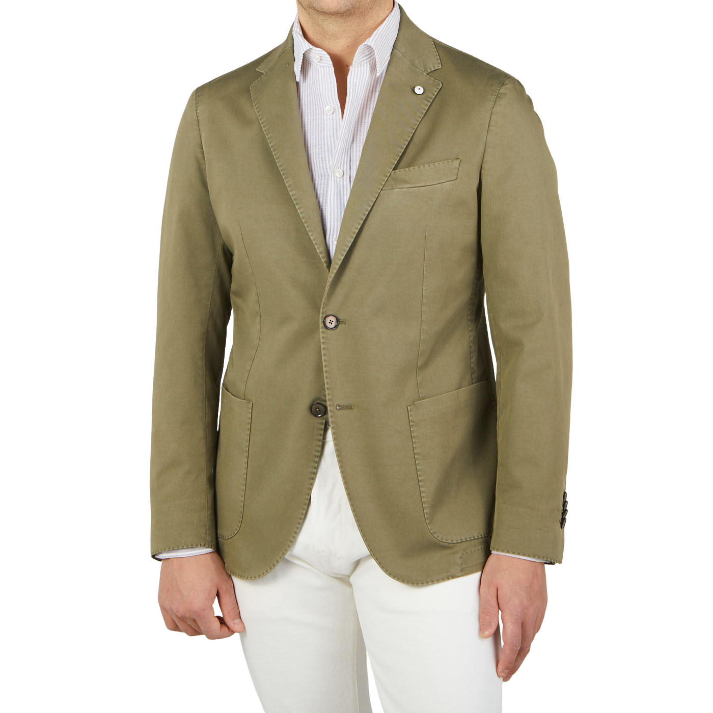 L.B.M. 1911 Olive Green Washed Cotton Blazer Baltzar
