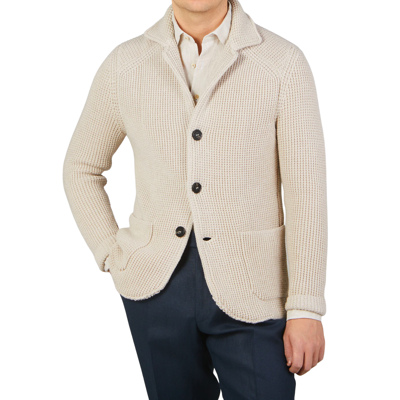 Cream Beige Zegna Baruffa Wool Brenta Jacket