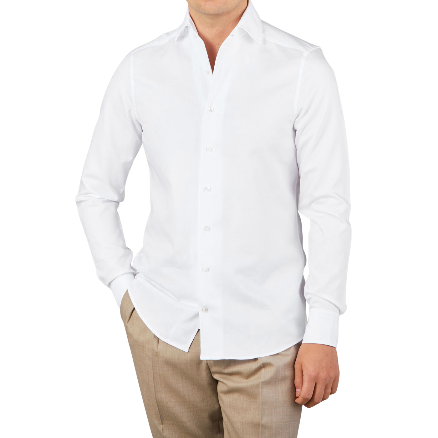Stenströms - White Structured Cotton Slimline Shirt | Baltzar