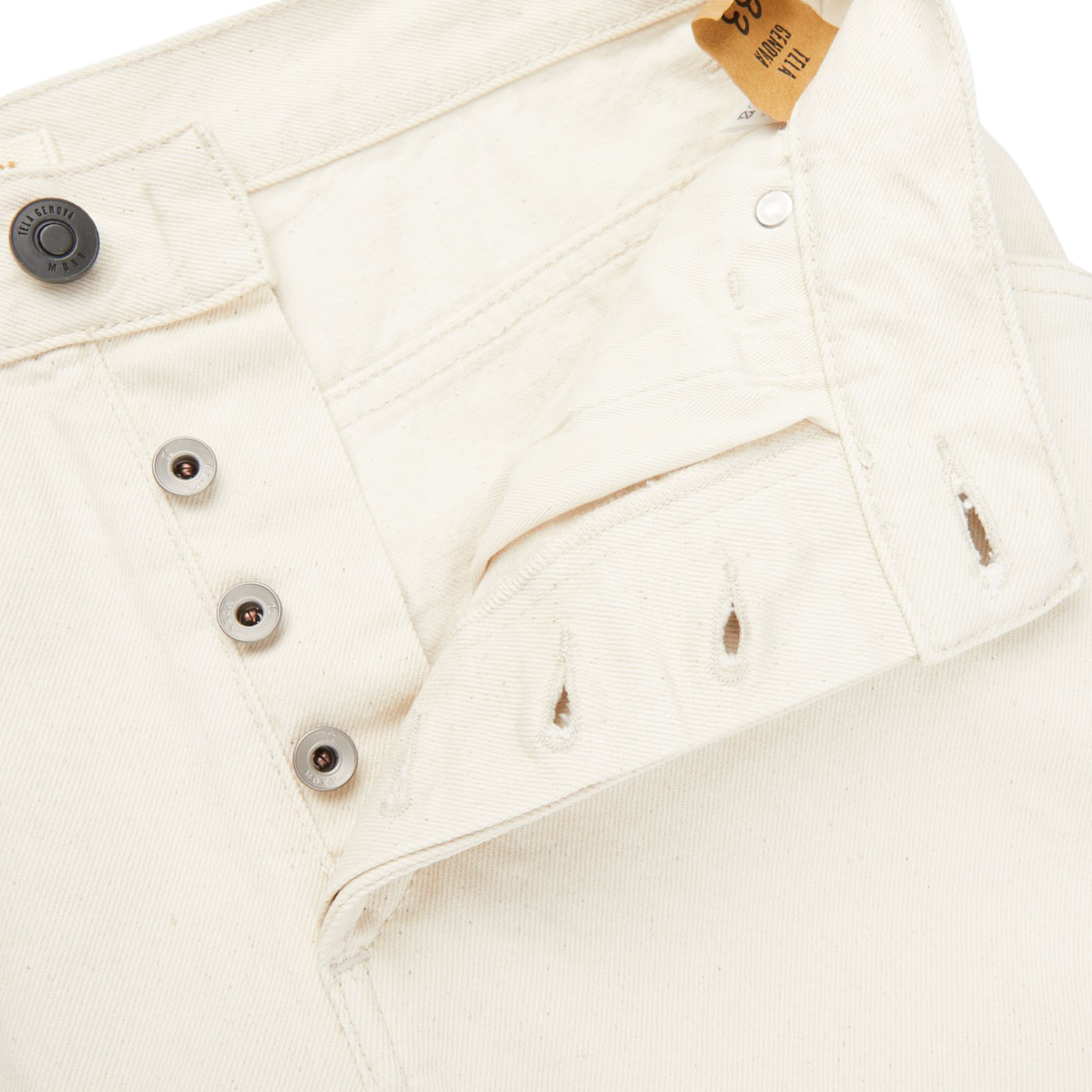 Tela Genova - Natural Beige Cotton Selvedge Jeans | Baltzar