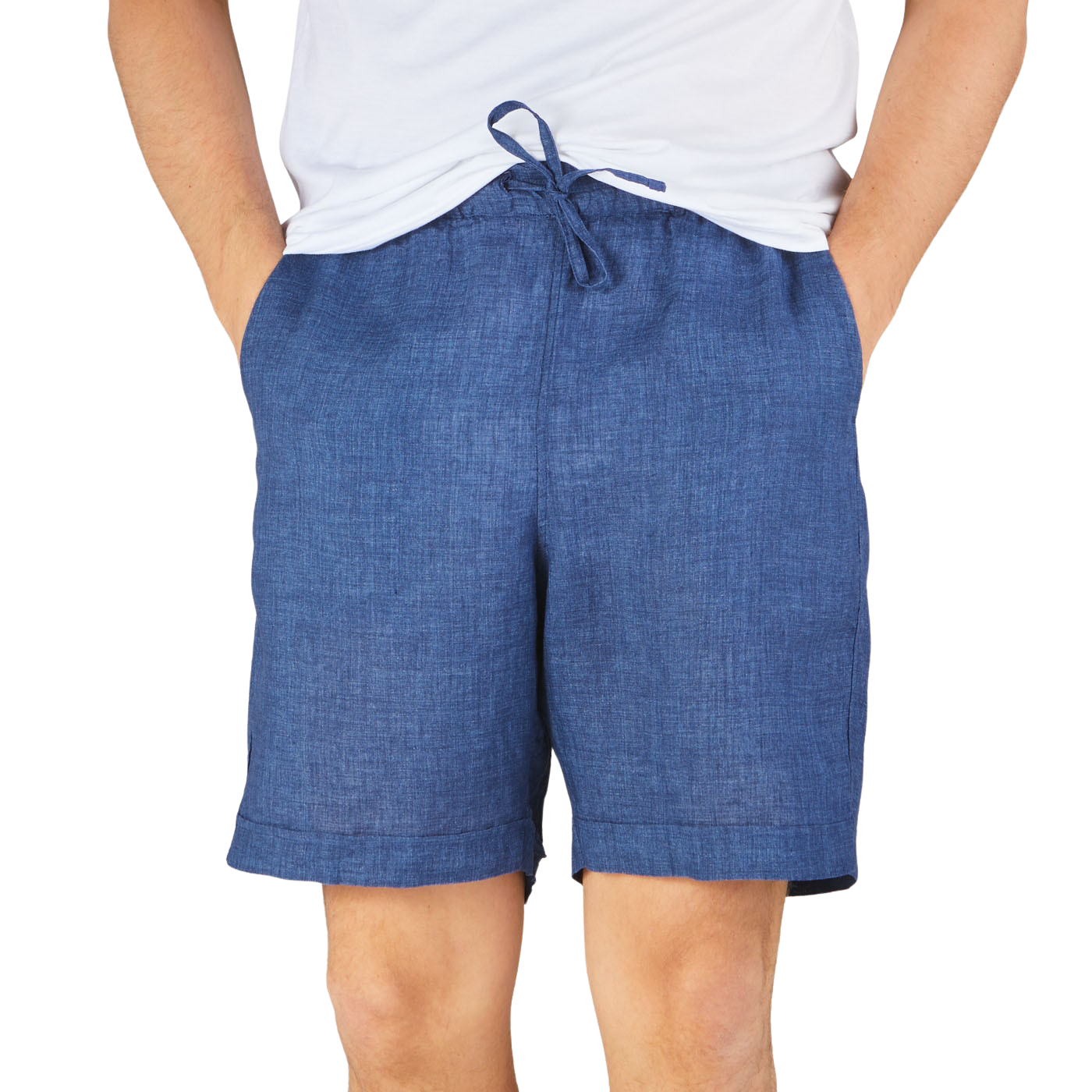 Stenströms Indigo Blue Linen Drawstring Shorts Baltzar