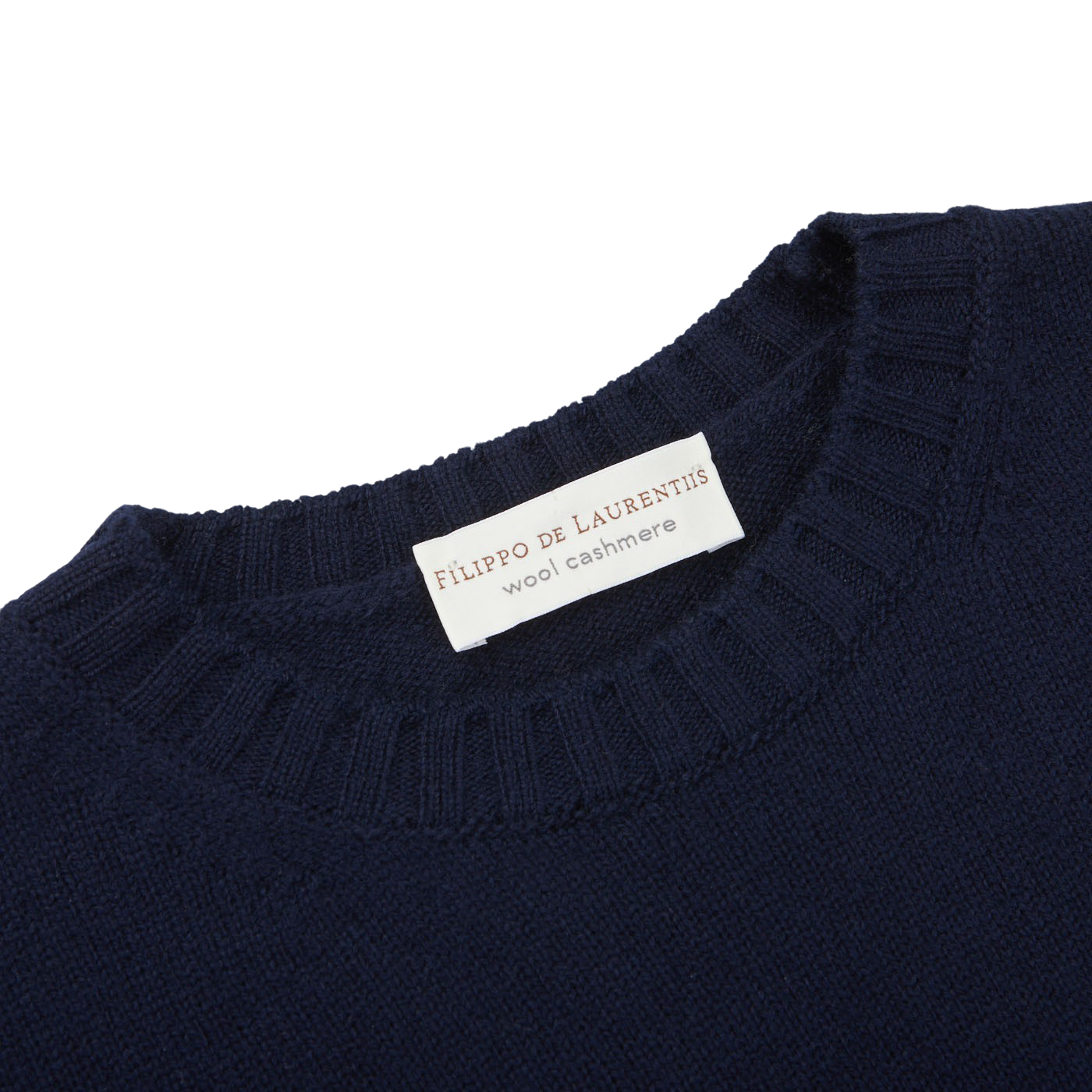 Filippo De Laurentiis - Navy Blue Wool Cashmere Crewneck Sweater | Baltzar