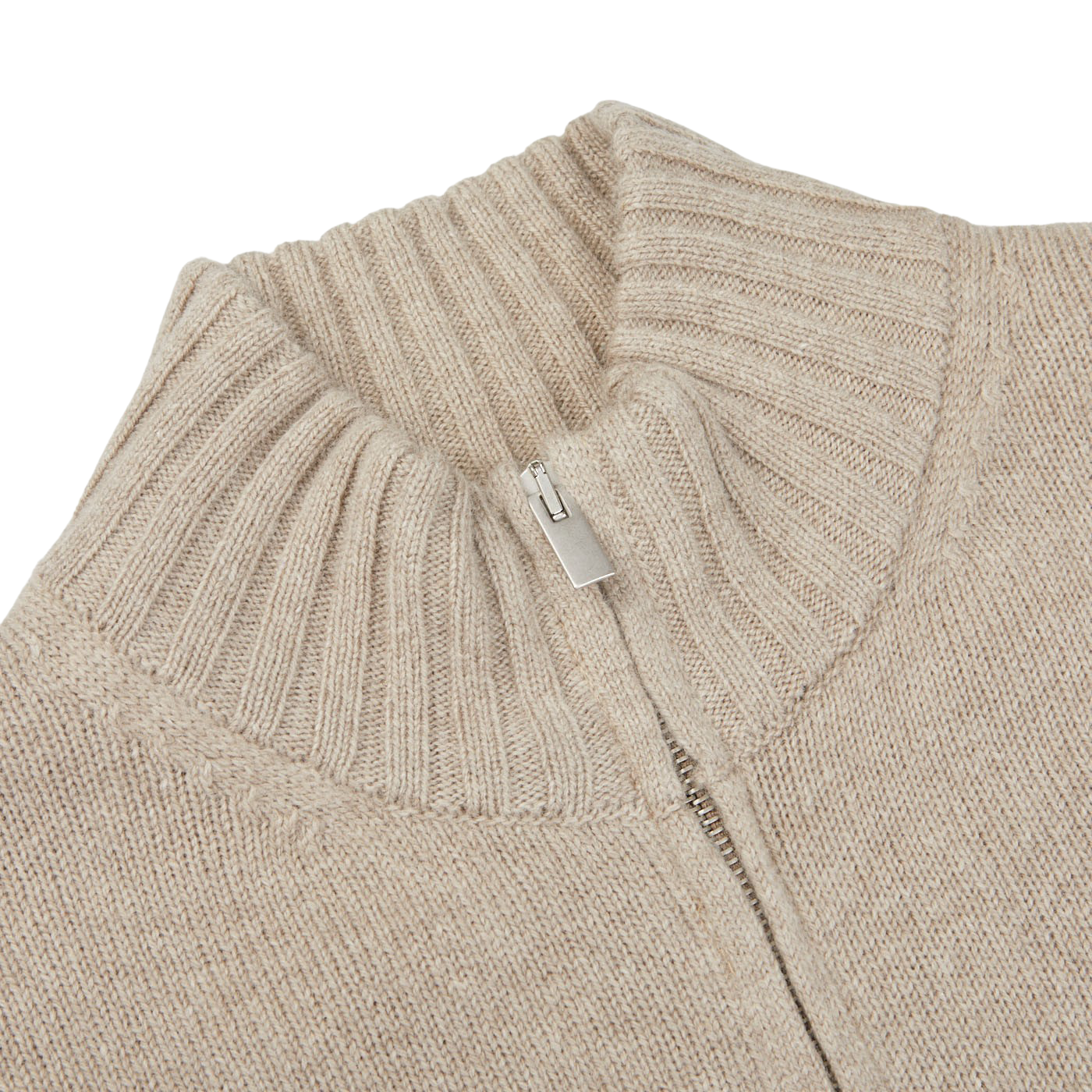 Filippo De Laurentiis - Taupe Beige Wool Cashmere Zip Cardigan