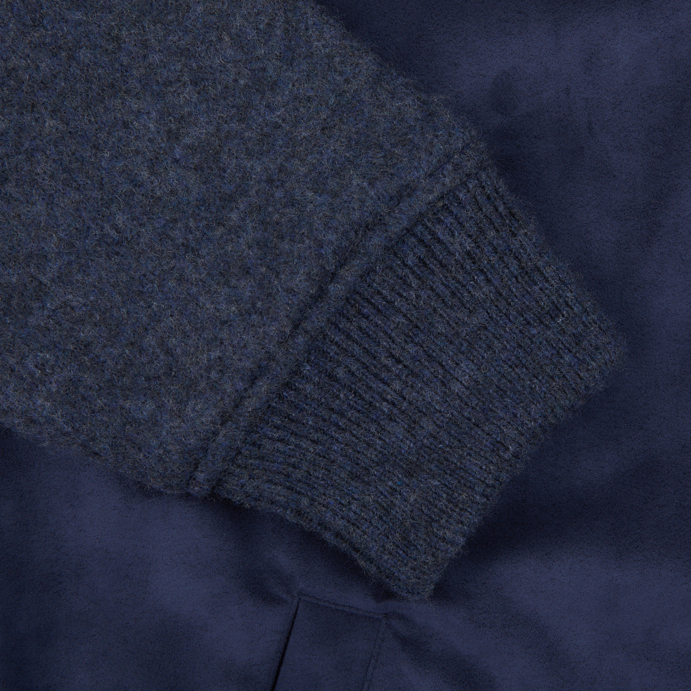 Gran Sasso - Dark Blue Wool Alcantara Front Padded Jacket | Baltzar