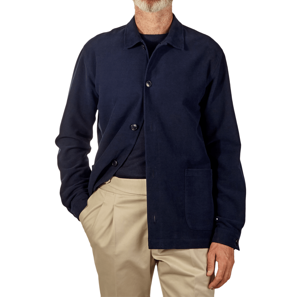 Sunspel - Navy Cotton Moleskin Shirt Jacket | Baltzar