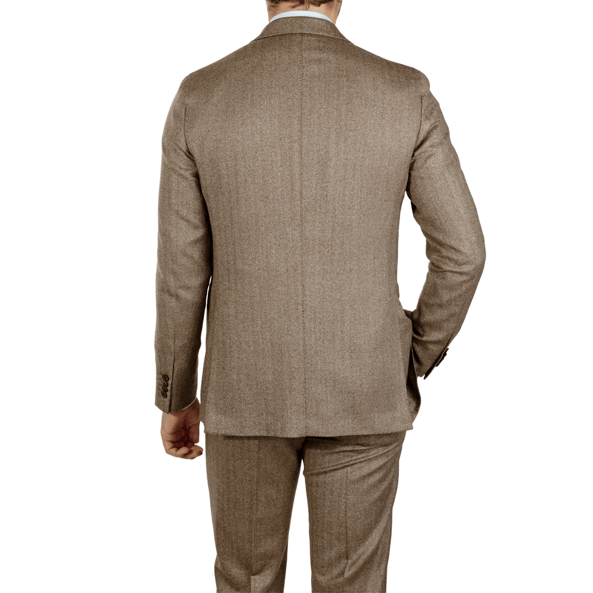 Caruso - Light Brown Herringbone Wool Aida Suit | Baltzar