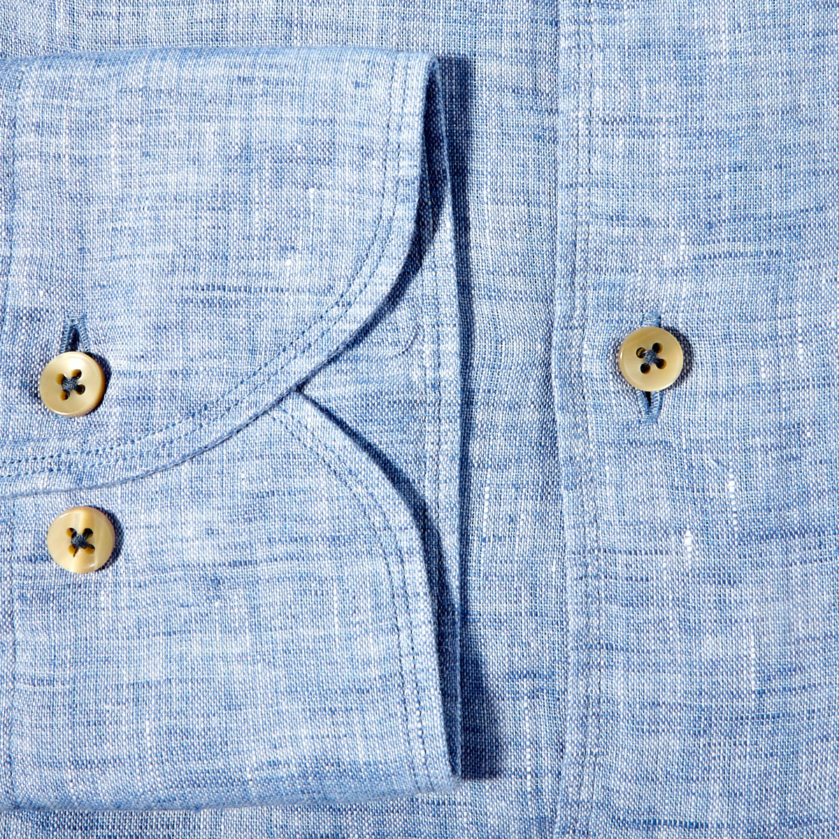 Stenströms - Light Blue Linen Cutaway Fitted Body Shirt | Baltzar