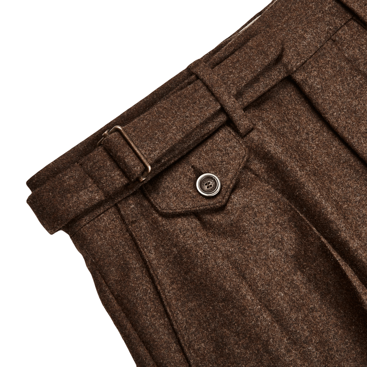 Lardini - Brown Wool Flannel Pleated Gurkha Trousers | Baltzar