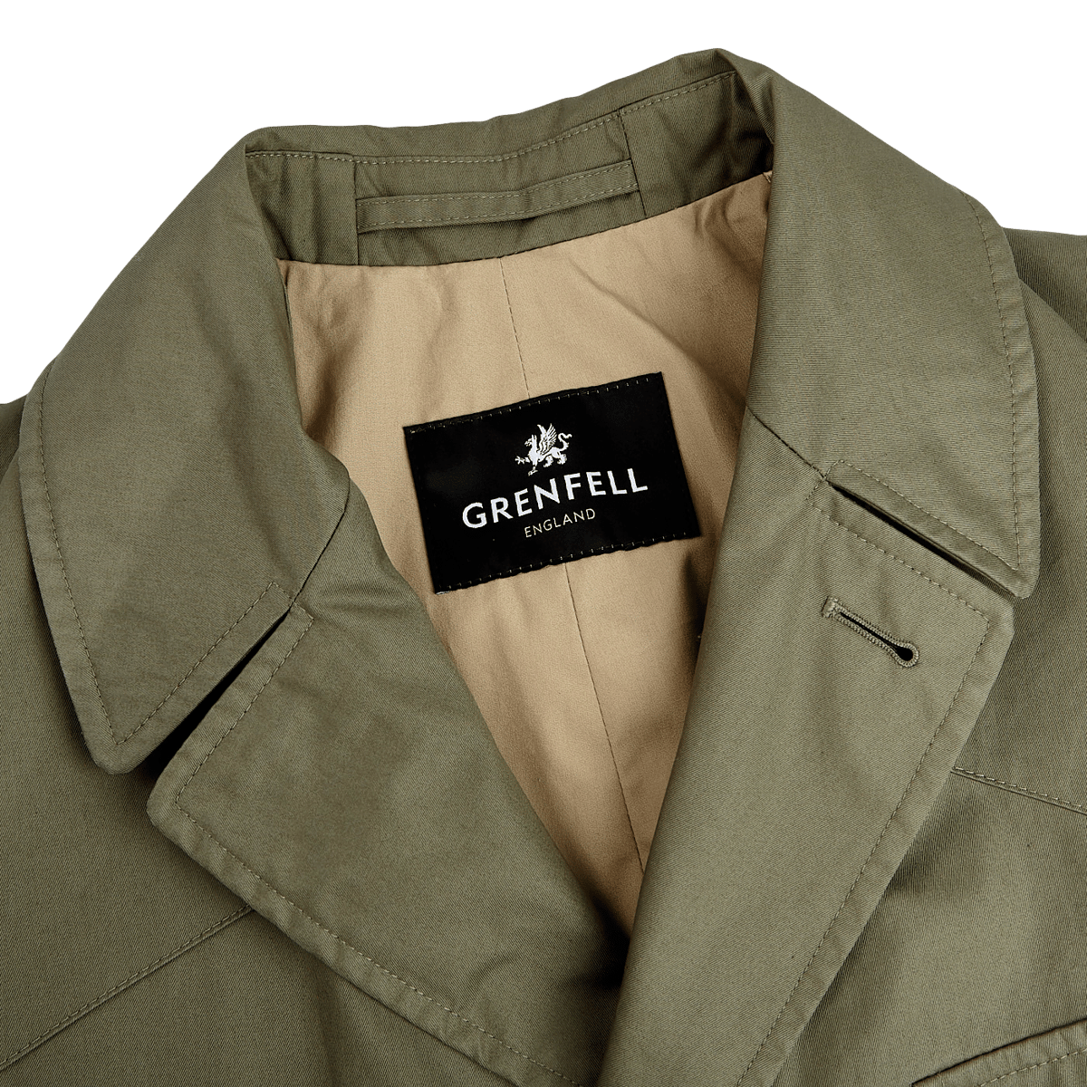 Grenfell - Olive Green Cotton Gabardine Shooter Jacket | Baltzar