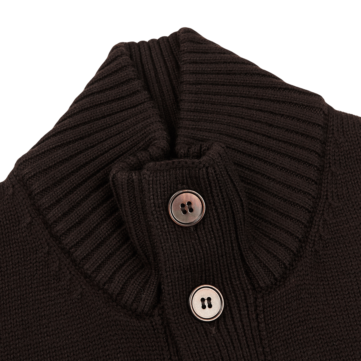 Gran Sasso - Dark Brown Merino Wool Button Cardigan | Baltzar