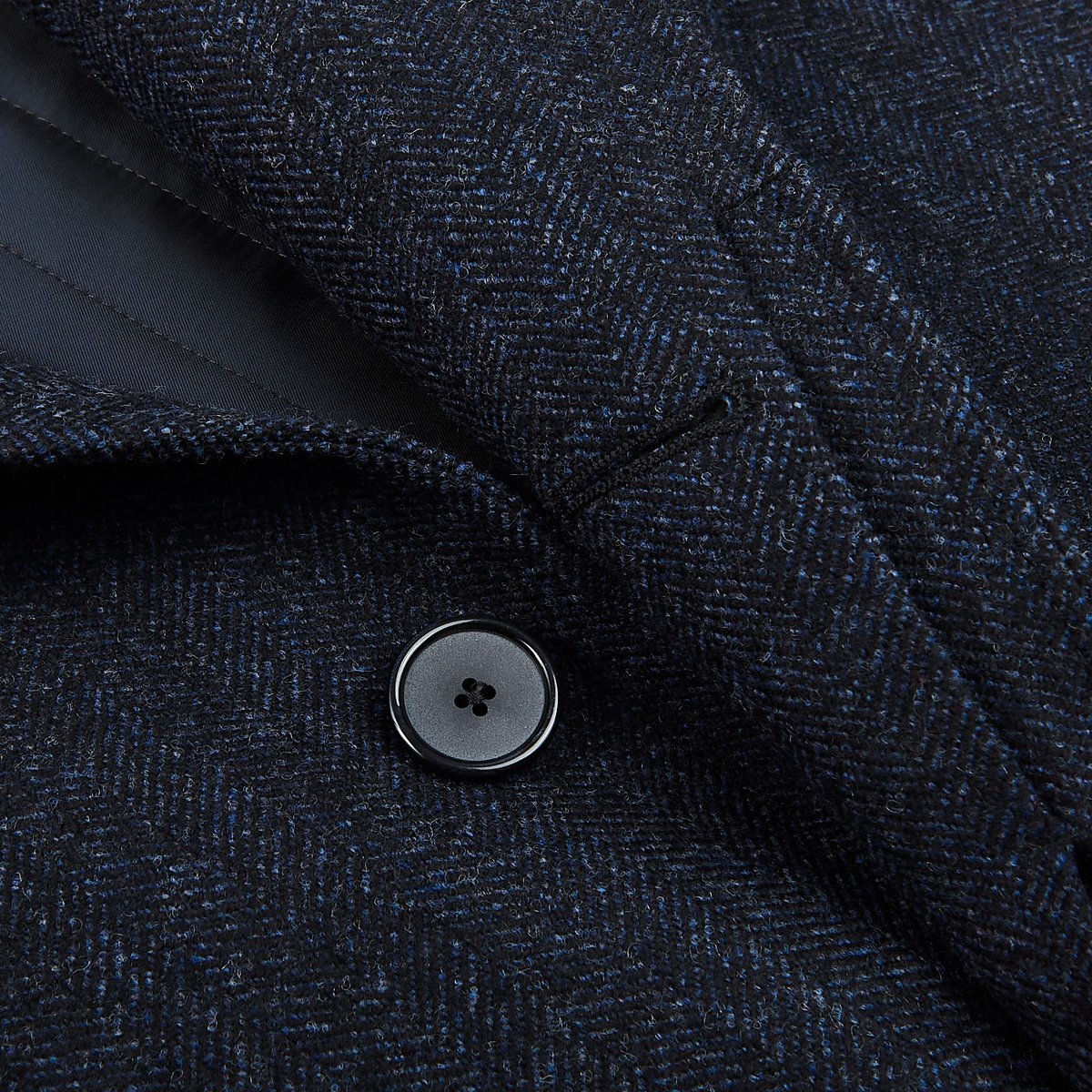 Tagliatore - Dark Blue Herringbone Wool Cashmere Coat | Baltzar