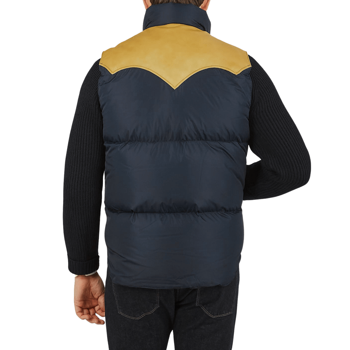 Rocky Mountain Featherbed - Navy Blue Nylon Leather Down Vest | Baltzar
