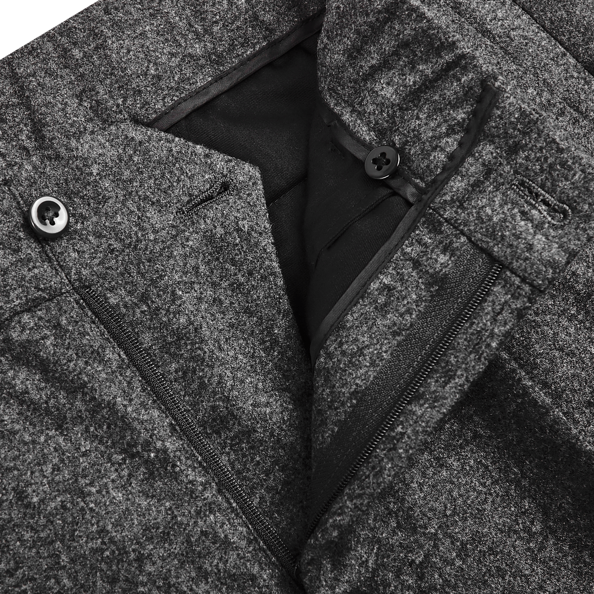 Ring Jacket - Grey Wool Flannel Drawstring Trousers | Baltzar